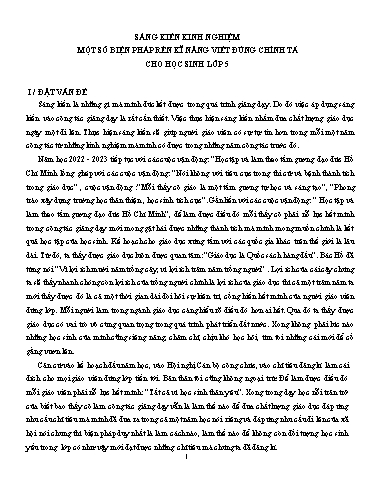 Sáng kiến kinh nghiệm Một số biện pháp rèn kĩ năng viết đúng chính tả cho học sinh Lớp 5