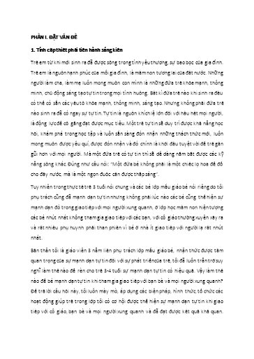 Sáng kiến kinh nghiệm Một số biện pháp rèn tính mạnh dạn tự tin cho trẻ Mẫu giáo bé 3-4 tuổi ở Trường Mầm non