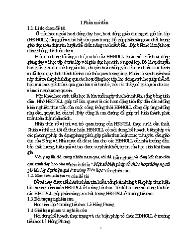 Sáng kiến kinh nghiệm Một số biện pháp tổ chức hoạt động ngoài giờ lên lớp đạt hiệu quả ở trường Tiểu học