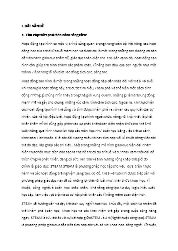 Sáng kiến kinh nghiệm Một số biện pháp ứng dụng phương pháp giáo dục STEAM vào hoạt động tạo hình cho trẻ 5-6 tuổi trong Trường Mầm non