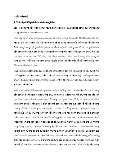 Sáng kiến kinh nghiệm Một số biện pháp xây dựng lớp học hạnh phúc cho trẻ 4 - 5 tuổi trong Trường Mầm non