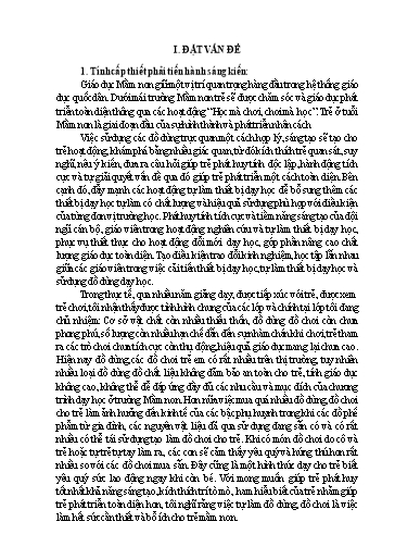 Sáng kiến kinh nghiệm Một số giải pháp sáng tạo đồ chơi từ chai nhựa cho trẻ 4 - 5 tuổi trong Trường Mầm non