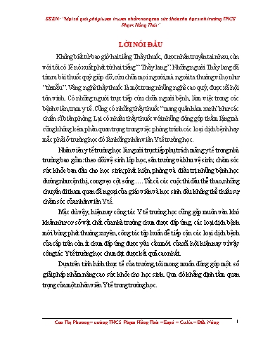 Sáng kiến kinh nghiệm Một số giải pháp tuyên truyền nhằm nâng cao sức khỏe cho học sinh trường THCS Phạm Hồng Thái