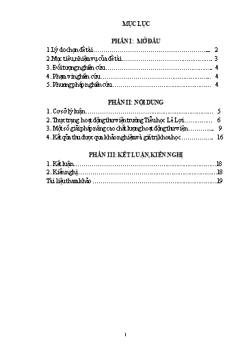 Sáng kiến kinh nghiệm Thực trạng và giải pháp nâng cao chất lượng hoạt động của thư viện trường Tiểu học Lê Lợi