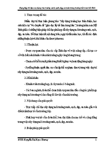 Báo cáo Biện pháp Chỉ đạo xây dựng môi trường xanh, sạch, đẹp, an toàn trong Trường Mầm Non Mỹ Bình