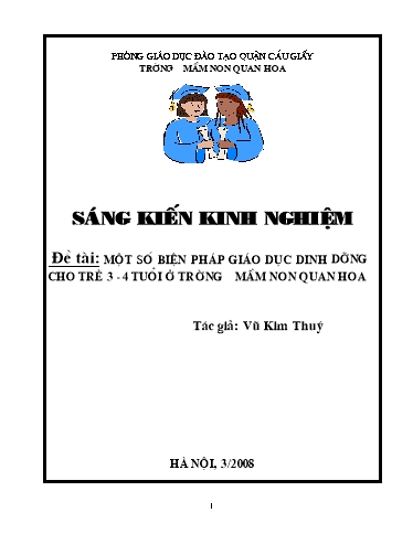 Báo cáo Biện pháp Giáo dục dinh dưỡng cho trẻ 3-4 tuổi ở trường Mầm non Quan Hoa