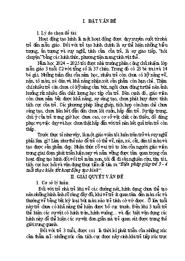 Báo cáo Biện pháp Giúp trẻ 3 - 4 tuổi thực hiện tốt hoạt động tạo hình