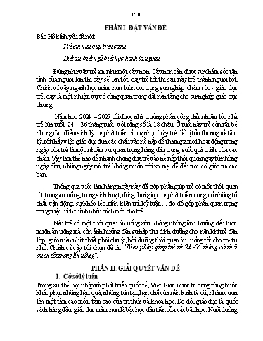 Báo cáo Biện pháp giúp trẻ từ 24 -36 tháng có thói quen tốt trong ăn uống