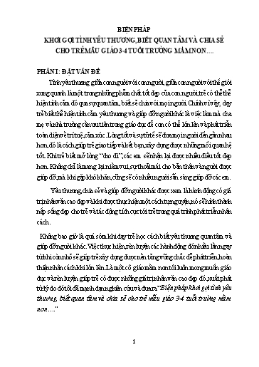 Báo cáo Biện pháp Khơi gợi tình yêu thương, biết quan tâm và chia sẻ cho trẻ Mẫu giáo 3-4 tuổi trường Mầm Non