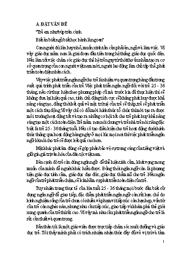 Báo cáo Biện pháp Một số kinh nghiệm day trẻ 25 - 36 tháng Nhận biết tập nói