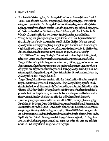 Báo cáo Biện pháp Nâng cao chất lượng chăm sóc giáo dục trẻ ở nhóm Lớp 24 – 36 tháng