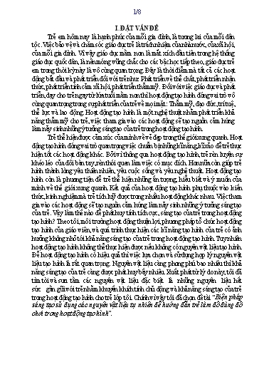 Báo cáo Biện pháp sáng tạo sử dụng các nguyên vật liệu tự nhiên để hướng dẫn trẻ làm đồ dùng đồ chơi trong hoạt động tạo hình