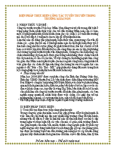 Báo cáo Biện pháp thực hiện công tác tuyên truyền trong Trường Mầm Non