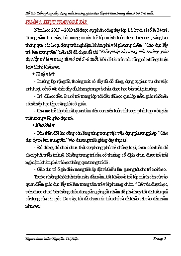 Báo cáo Biện pháp xây dựng môi trường giáo dục lấy trẻ làm trung tâm ở trẻ 5 -6 tuổi