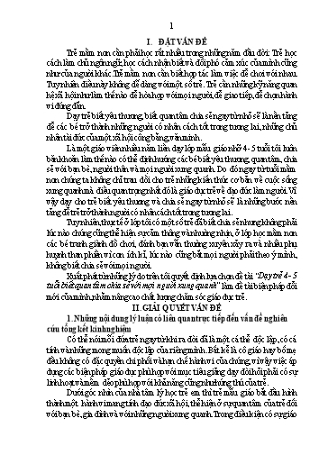 Báo cáo Sáng kiến Dạy trẻ 4- 5 tuổi biết quan tâm chia sẻ với mọi người xung quanh