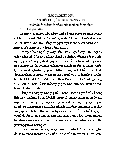 Báo cáo sáng kiến Một số biện pháp giúp trẻ 4-5 tuổi học tốt môn tạo hình