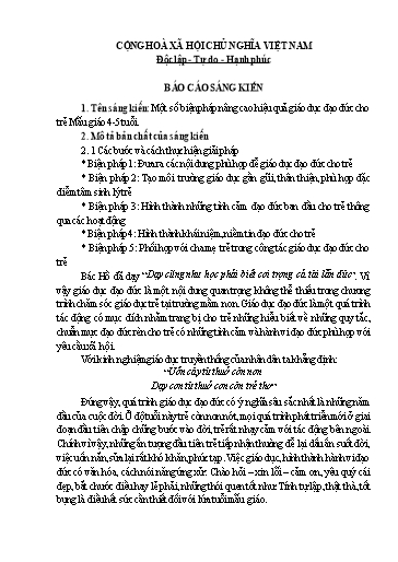 Báo cáo Sáng kiến Một số biện pháp nâng cao hiệu quả giáo dục đạo đức cho trẻ Mẫu giáo 4-5 tuổi