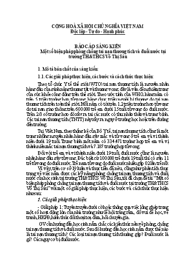 Báo cáo Sáng kiến Một số biện pháp phòng chống tai nạn thương tích và đuối nước tại trường TH&THCS Võ Thị Sáu