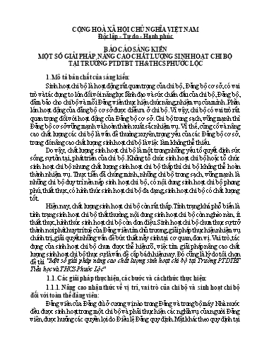Báo cáo Sáng kiến Một số giải pháp nâng cao chất lượng sinh hoạt chi bộ tại Trường PTDTBT Tiểu học và THCS Phước Lộc