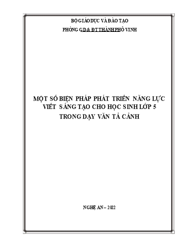 Đề cương Sáng kiến kinh nghiệm Biện pháp phát triển năng lực viết sáng tạo cho học sinh Lớp 5 trong dạy học văn tả cảnh