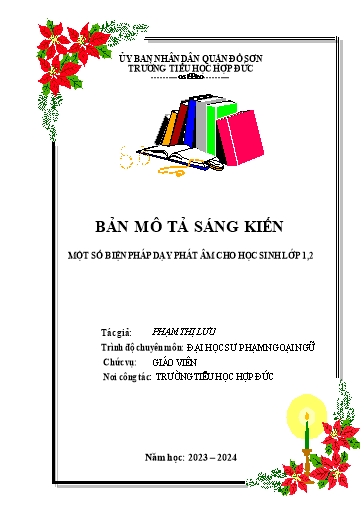 Mô tả Sáng kiến kinh nghiệm Một số biện pháp dạy phát âm Tiếng Anh cho học sinh Lớp 1, 2