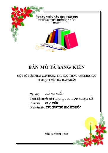 Mô tả SKKN Một số biện pháp gây hứng thú học Tiếng Anh cho học sinh qua các bài hát ngắn