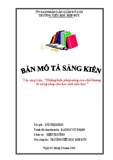 Mô tả SKKN Những biện pháp nâng cao chất lượng kĩ năng sống cho học sinh Tiểu học