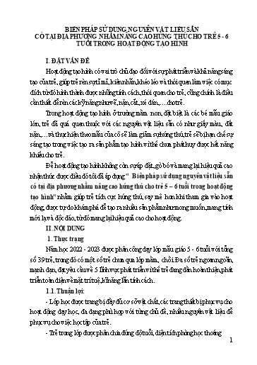 Sáng kiến kinh nghiệm Biện pháp sử dụng nguyên vật liệu sẵn có tại địa phương nhằm nâng cao hứng thú cho trẻ 5 – 6 tuổi trong hoạt động tạo hình