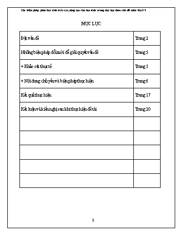 Sáng kiến kinh nghiệm Các biện pháp phát huy tính tích cực, sáng tạo cho học sinh trong dạy học theo chủ đề môn Địa lí 9