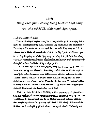 Sáng kiến kinh nghiệm Dùng cách phản chứng trong tổ chức hoạt động rèn cho trẻ mẫu giáo lớn tính mạnh dạn tự tin