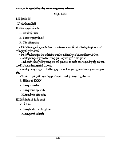 Sáng kiến kinh nghiệm Kinh nghiệm dạy kỹ năng sống cho trẻ trong Trường Mầm non