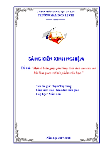 Sáng kiến kinh nghiệm Một số biện giúp phát huy tính tích cực của trẻ khi làm quen với tác phẩm văn học