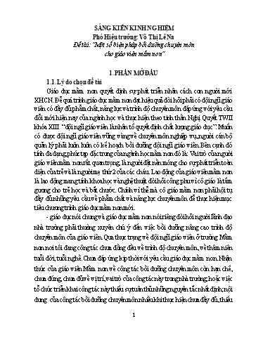 Sáng kiến kinh nghiệm Một số biện pháp bồi dưỡng chuyên môn cho giáo viên Mầm non