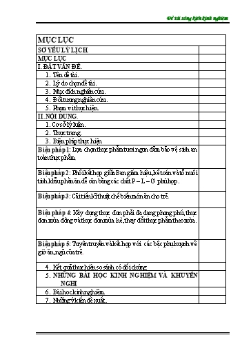 Sáng kiến kinh nghiệm Một số biện pháp cải tiến món ăn cho trẻ tại trường