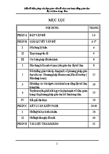 Sáng kiến kinh nghiệm Một số biện pháp chỉ đạo giáo viên tổ chức các hoạt động giáo dục lấy trẻ làm trung tâm