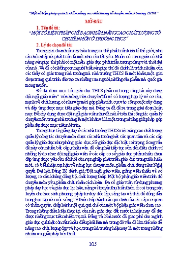 Sáng kiến kinh nghiệm Một số biện pháp chỉ đạo nhằm nâng cao chất lượng tổ chuyên môn trường THCS