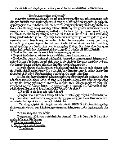 Sáng kiến kinh nghiệm Một số biện pháp cho trẻ làm quen và học tốt môn NBTN ở trẻ 24-36 tháng