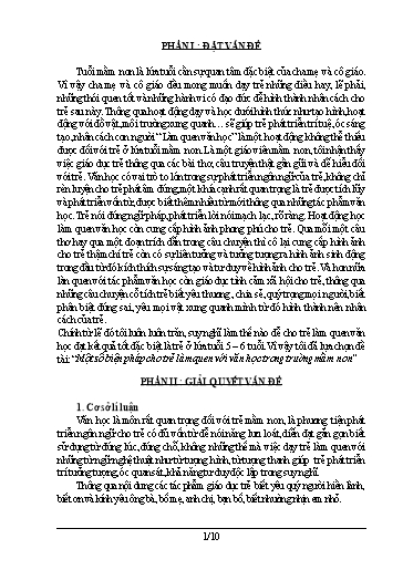 Sáng kiến kinh nghiệm Một số biện pháp cho trẻ làm quen với văn học trong trường Mầm Non