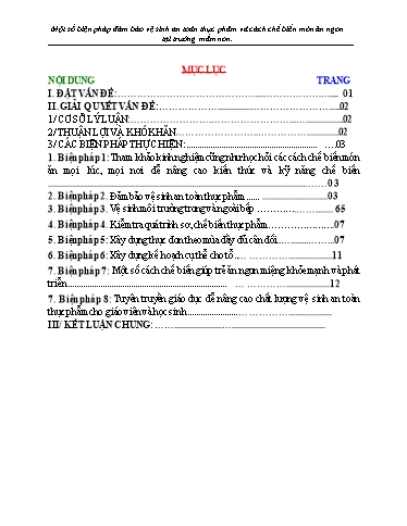 Sáng kiến kinh nghiệm Một số biện pháp đảm bảo vệ sinh an toàn thực phẩm và cách chế biến món ăn ngon cho trẻ ở trường Mầm non