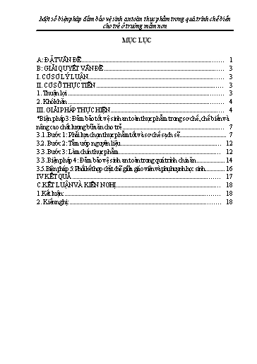 Sáng kiến kinh nghiệm Một số biện pháp đảm bảo vệ sinh an toàn thực phẩm trong quá trình chế biến cho trẻ ở Trường Mầm Non