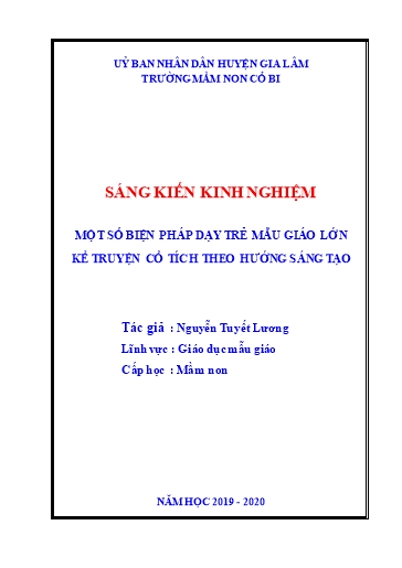 Sáng kiến kinh nghiệm Một số biện pháp dạy trẻ Mẫu giáo lớn kể truyện cổ tích theo hướng sáng tạo