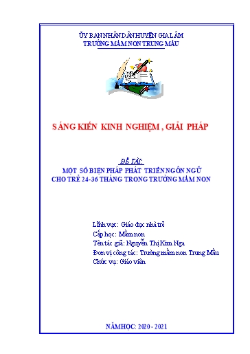 Sáng kiến kinh nghiệm Một số biện pháp để phát triển ngôn ngữ cho trẻ 24-36 tháng