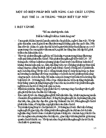 Sáng kiến kinh nghiệm Một số biện pháp đổi mới nâng cao chất lượng dạy trẻ 24 - 36 tháng Nhận biết tập nói