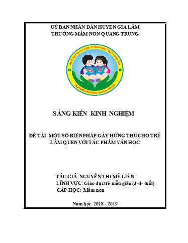 Sáng kiến kinh nghiệm Một số biện pháp gây hứng thú cho trẻ làm quen với tác phẩm văn học