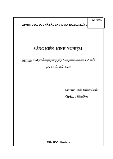 Sáng kiến kinh nghiệm Một số biện pháp gây hứng thú cho trẻ 4 -5 tuổi phát triển thể chất