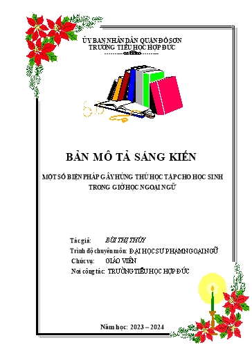 Sáng kiến kinh nghiệm Một số biện pháp gây hứng thú học tập cho học sinh trong giờ học Ngoại ngữ