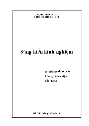 Sáng kiến kinh nghiệm Một số biện pháp giáo dục đạo đức cho học sinh ở trường THCS
