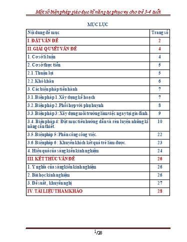 Sáng kiến kinh nghiệm Một số biện pháp giáo dục kĩ năng tự phục vụ cho trẻ 3-4 tuổi