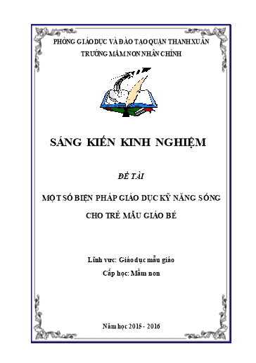 Sáng kiến kinh nghiệm Một số biện pháp giáo dục kỹ năng sống cho trẻ Mẫu giáo bé 3 – 4 tuổi