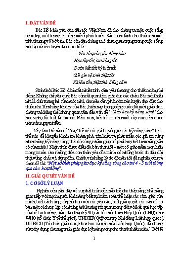 Sáng kiến kinh nghiệm Một số biện pháp giáo dục kỹ năng sống cho trẻ 4 - 5 tuổi thông qua các hoạt động